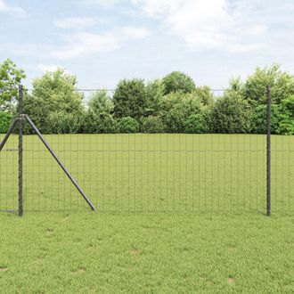 Berkfield Home Euro Fence with 13 Posts 1.2x25 m Galvanised Steel Grey in Silver