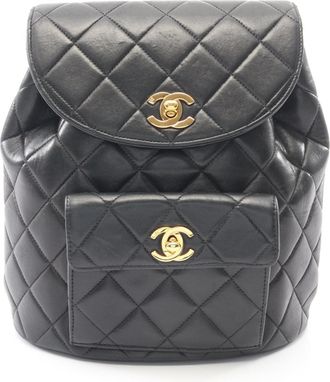 Chanel Matelasse Black Leather Backpack (Pre-Owned)