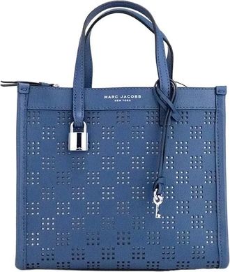 Marc Jacobs Marc Jacobs Mini Grind Blue Sea Perforated Leather Crossbody Tote Bag Womens Purse