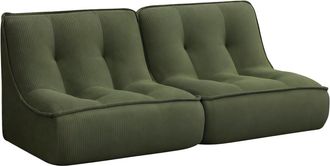 Oviala Juego de 2 sillones de tela 160 x 90 x 70 cm color verde