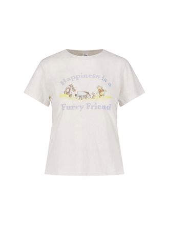 Re/Done White Printed Cotton T-Shirt