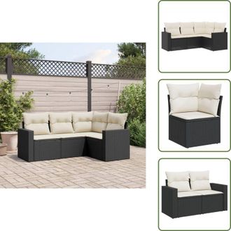 vidaXL The Living Store Set Divani da Giardino 4 pz con Cuscini Nero in Polyrattan - Sedute da esterno