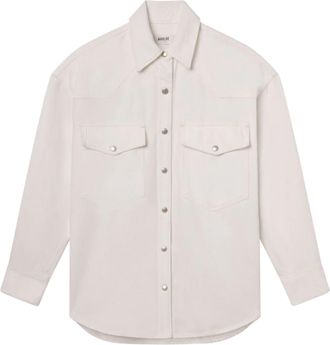 A Gold E Relaxed Fit Oversized Milkshake Shirt with Snap Buttons