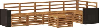 vidaXL Conjunto De Sof&aacute;s De Exterior 7 Uds. Natural Poli&eacute;ster Vidaxl