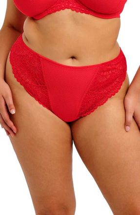 Elomi Tiernie Lace & Mesh Thong in Red at Nordstrom, Size Medium