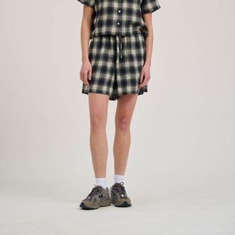 Santa Cruz Shorts SANTA CRUZ CLASSIC CHECK SHORTS, Damen, Gr. L (12), N-Gr, gr&uuml;n (navy, gr&uuml;n check), Obermaterial: 100% Baumwolle, Hosen Shorts, sportlicher Stil