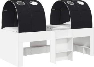 vidaXL Cama Con T&uacute;nel 3 Uds. Blanco Y Negro Madera De Ingenier&iacute;a Vidaxl