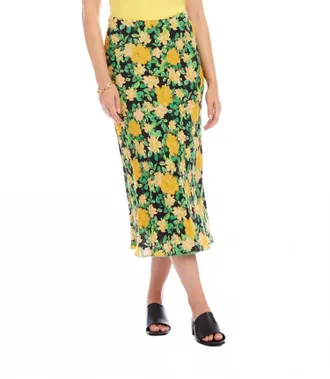 Karen Kane Bias Cut Midi Skirt In Floral Print