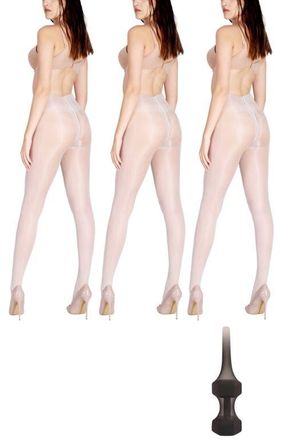 Lechery 3-Pack Glossy Colored Fashion Sheer Tights for Women in White at Nordstrom, Size Small