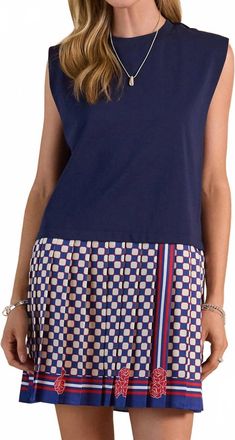 Current Air Checkerboard Mini Dress In Navy