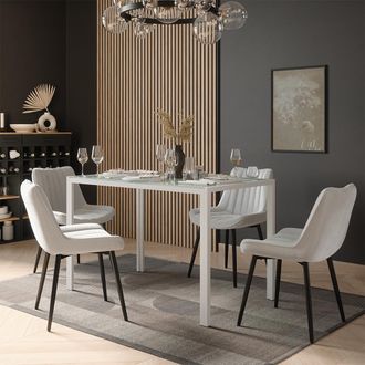 Vicco Set De Mesa De Comedor Grand, Blanco, 120 X 70 Cm Con 4 Sillas (beige), Vicco