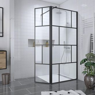 Aurlane Pack Mampara De Ducha 90x195 Cm + Bandeja De Acrilico Efecto Piedra Blanca 90x90