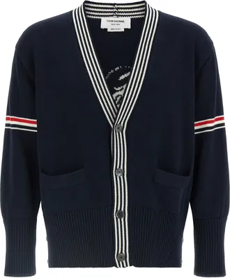 Thom Browne Blue Cotton Mens Cardigan