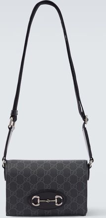 Gucci GG Supreme leather-trimmed canvas crossbody bag