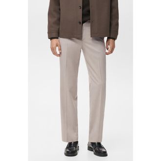 Mango Regular Fit Pleated Pants in Beige at Nordstrom, Size 31