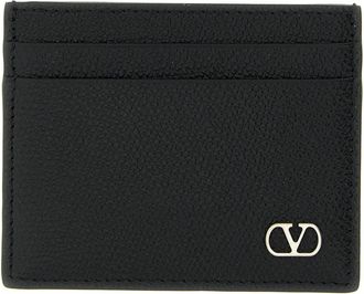 Valentino Garavani Vlogo Signature Kaarthouder - Heren - Portefeuilles - Zwart - ONE Size - Leer - Accessoires