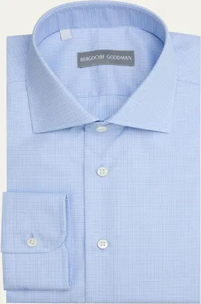 Bergdorf Goodman Mens Cotton Micro-Check Dress Shirt