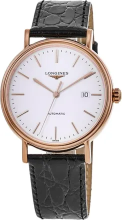 Longines Presence Automatic White Dial Black Leather Strap Mens Watch L4.922.1.12.2