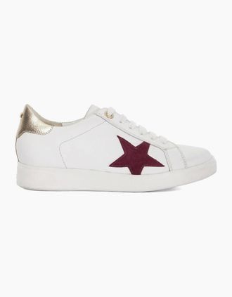 Dune London Womens Lo Edriss Star Lace Up Canvas Low Top Sneakers - White/Multi - Size: 7