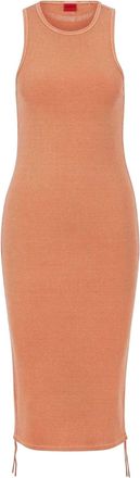 HUGO BOSS Hugo Nerana midi-jurk van ribgebreid stof voor dames (Oranje)