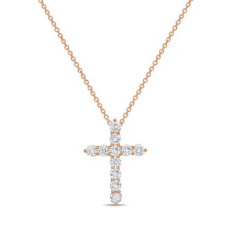 Diana M. Jewels 14kt Rose Gold 6.00 cts Lab Grown Round Diamond Cross Pendant