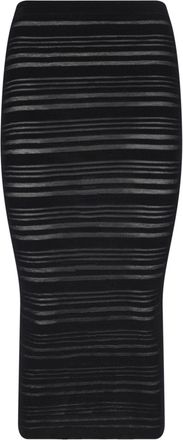 Andreadamo Black Semi-Transparent Ribbed Maxi Skirt