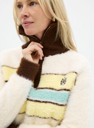 FRNCH Womens Chenille zippered collar sweater