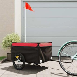 vidaXL Vidaxl - Remolque Para Bicicleta Hierro Negro Y Rojo 45 Kg