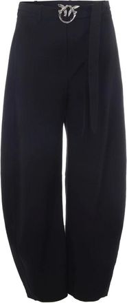 Pinko Wijde broek - Dames - Wijde Broeken - Zwart - XS - Katoen - Broeken