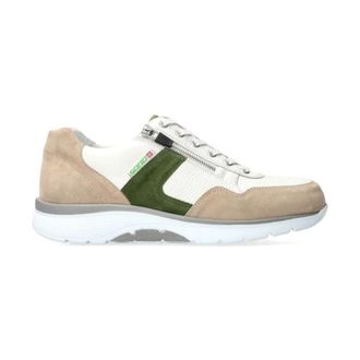 Mephisto Comfortabele rollende wandelsneaker - Beige wit - Heren - Sneakers - Beige - 45 EU - Leer - Schoenen