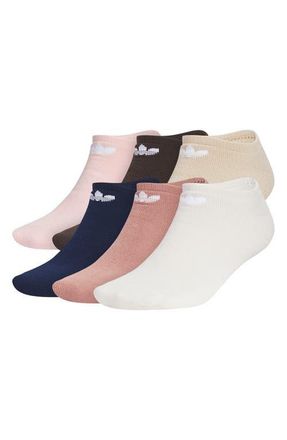 adidas Gender Inclusive Originals Assorted 6-Pack No-Show Socks in Sandy Pink/Indigo/Khaki at Nordstrom, Size X-Large