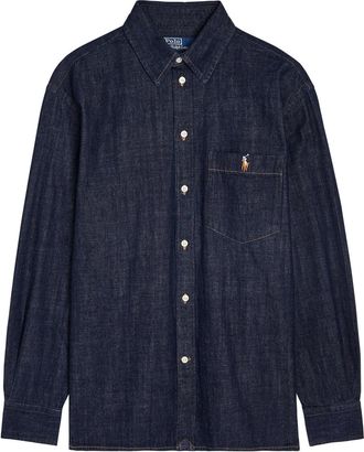 Polo Ralph Lauren Logo-embroidered Denim Shirt - Navy - S (UK8-10 / S)