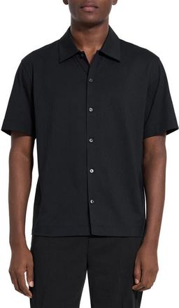 Theory Relaxed Short Sleeve Button-Up Shirt in Black - 001 at Nordstrom, Size Xx-Large