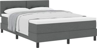 vidaXL Box Spring Bed with Mattress Dark Grey 140 x 200 cm Fabric vidaXL