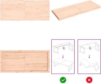 vidaXL Piano per Tavolo 120x50x(2-6) cm Rovere Non Trattato Bordi Vivi - Tavolo in rovere - Piano per tavolo