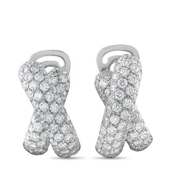 Luxury Bazaar 18K White Gold 3.33ct Diamond Crossover Earrings MF27-070926