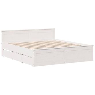 Berkfield Home Durable Bed Frame Frame with Headboard White 200x200 cm Solid Woo