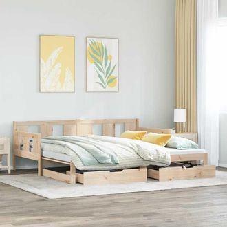 Berkfield Home Daybed with Trundle & Drawers without Mattress 90x190 cm Single in Brown