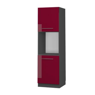 Vicco Armario Para Horno Empotrado Fame-line, Rojo Burdeos Alto Brillo, 60 Cm Abierto