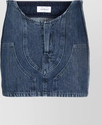 Off-white denim high-rise cutout mini skirt