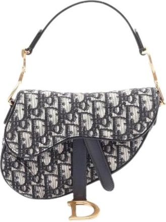 Dior Pre-owned Saddle Oblique Canvas Leren Handtas - Dames - Vintage Schoudertas - Blauw - ONE Size - Leer - Vintage