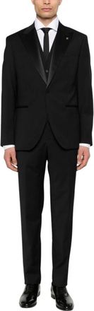 Manuel Ritz Lange mouwen pak met knopen - Heren - Business pakken - Zwart - 2XL - Wol - Kostuums