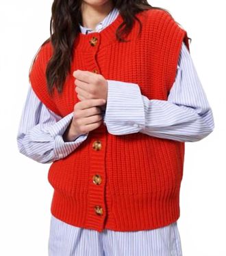 FRNCH Carmele Tank Top Sweater In Red