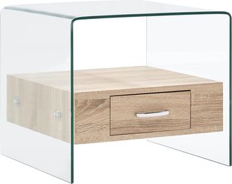 vidaXL Mesa De Centro Con Caj&oacute;n Vidrio Templado 50x50x45 Cm Vidaxl