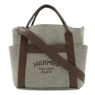 Herm&egrave;s Bolso Tote de fieltro Pre-owned - Pre-owned - Mujer - Gris - ONE SIZE