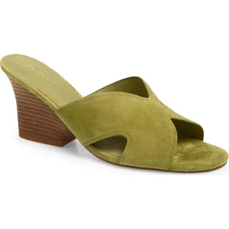Cecelia New York Faye Wedge Slide Sandal in Evergreen at Nordstrom, Size 6.5
