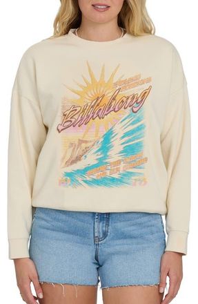 Billabong Echo Oversize Fleece Graphic Sweatshirt in White Cap at Nordstrom, Size X-Small
