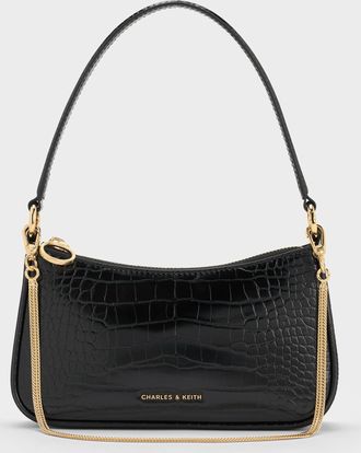 Charles & Keith Elspeth Croc-Effect Chain-Link Shoulder Bag