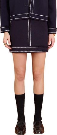 English Factory Denim Look Knit Miniskirt in Navy/White at Nordstrom, Size X-Small