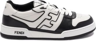Fendi Mix Vitello Logo Zwart Wit Stijl - Heren - Sneakers - Zwart - 44 EU - Leer - Schoenen